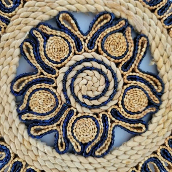 Vintage Rattan Trivets Set of Two Natural Purple - Picture 5 of 6